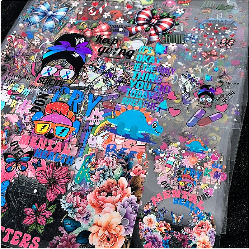 Wholesale 16oz Steel Cup UV DTF Stickers Random 10pcs/20pcs/50pcs Wraps for DIY Craftlaser wraps